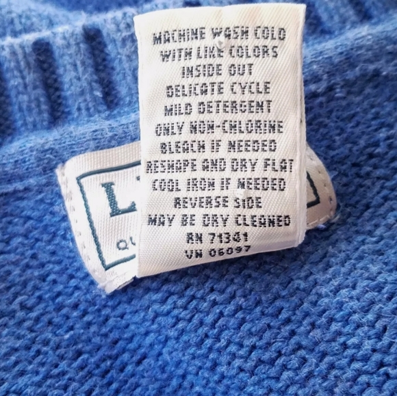 L.L. Bean Mens L Tall Sweater Blue Long Sleeve V-Neck Cotton Stretch Pullover - Picture 5 of 5